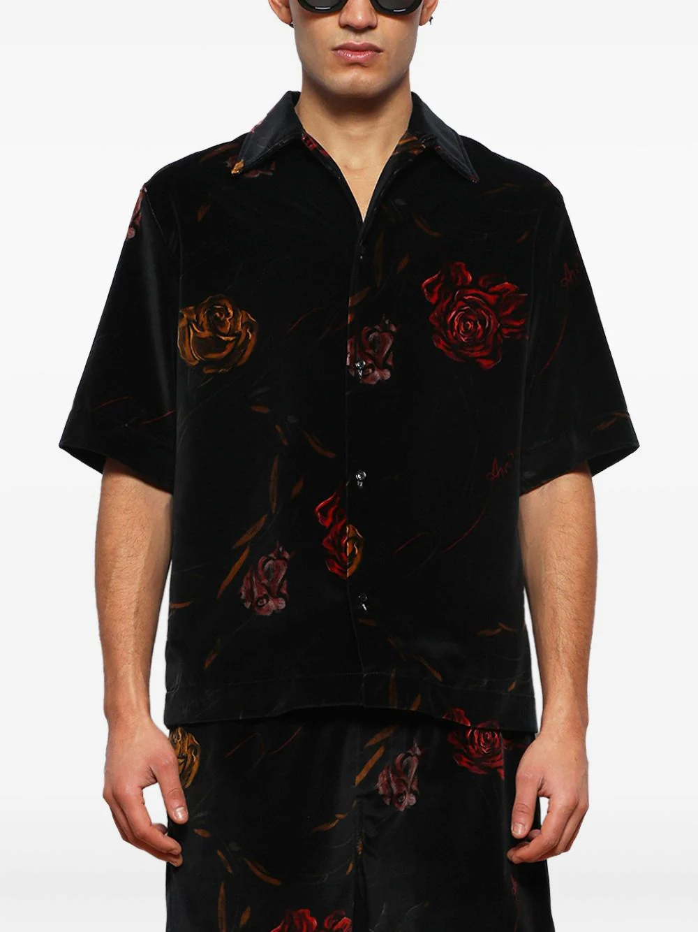 Rose-Print Velvet Shirt - Image 5