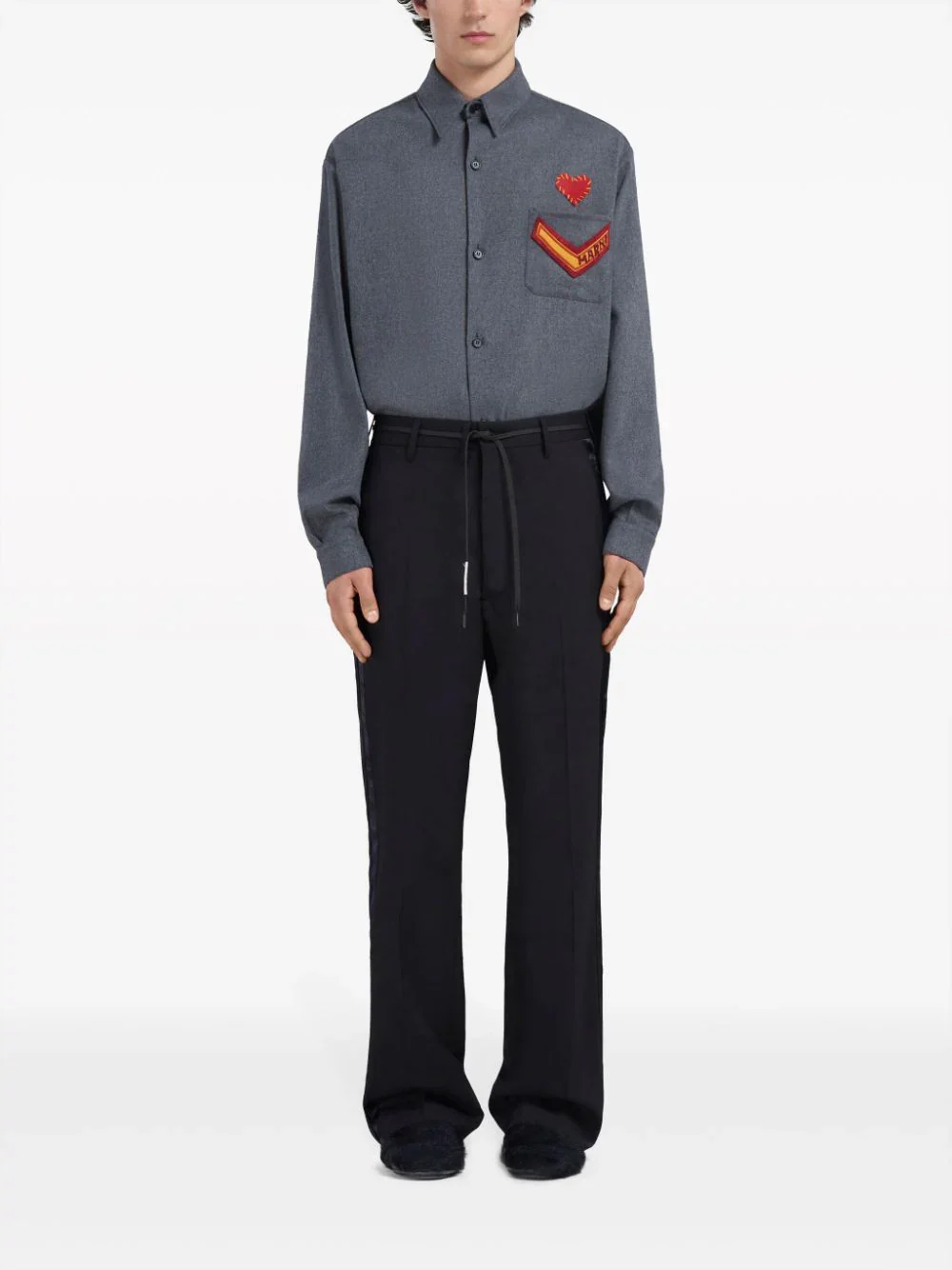 Satin-Stripe Trim Trousers - Image 2