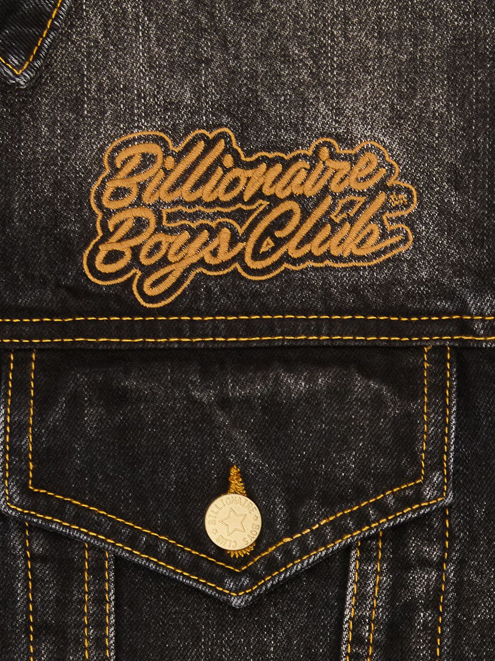 Script Cord Collar Embroidered Denim Jacket - Image 2