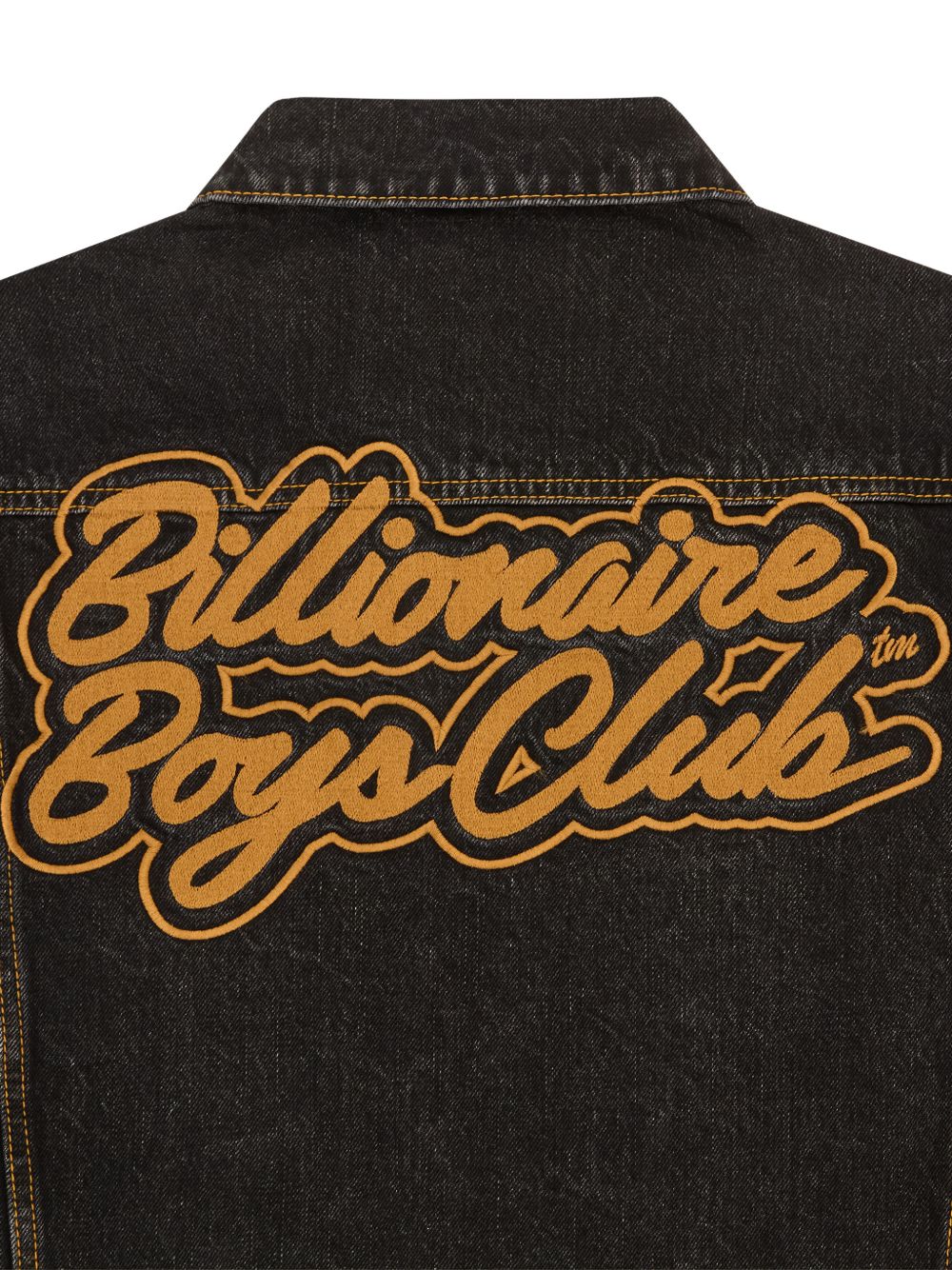 Script Cord Collar Embroidered Denim Jacket - Image 3
