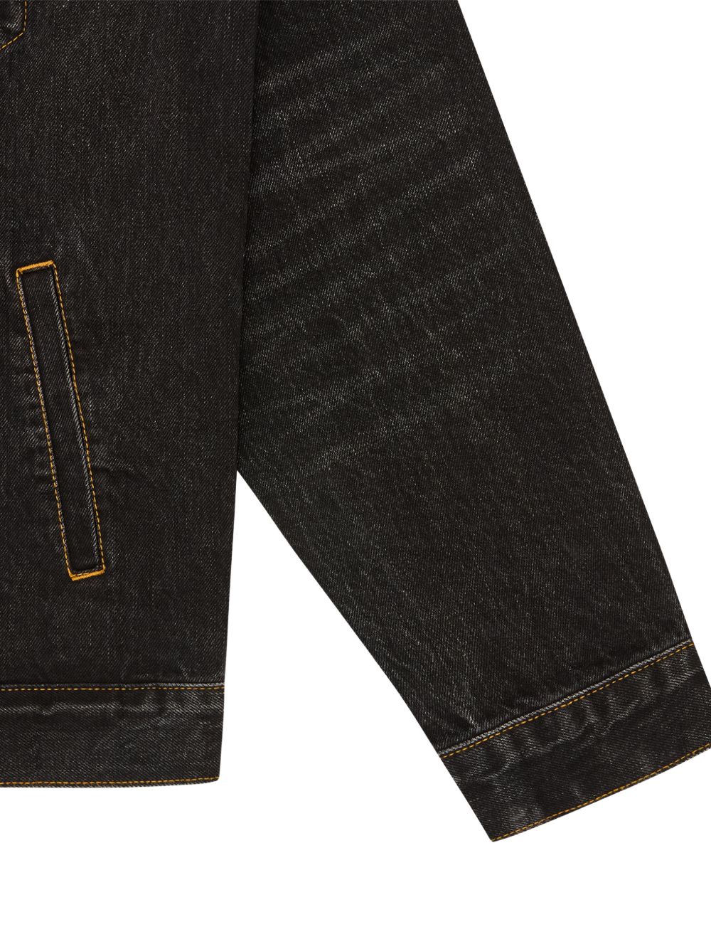 Script Cord Collar Embroidered Denim Jacket - Image 5