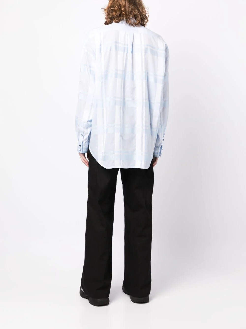 Semi-Sheer Plaid Cotton Shirt - Image 3