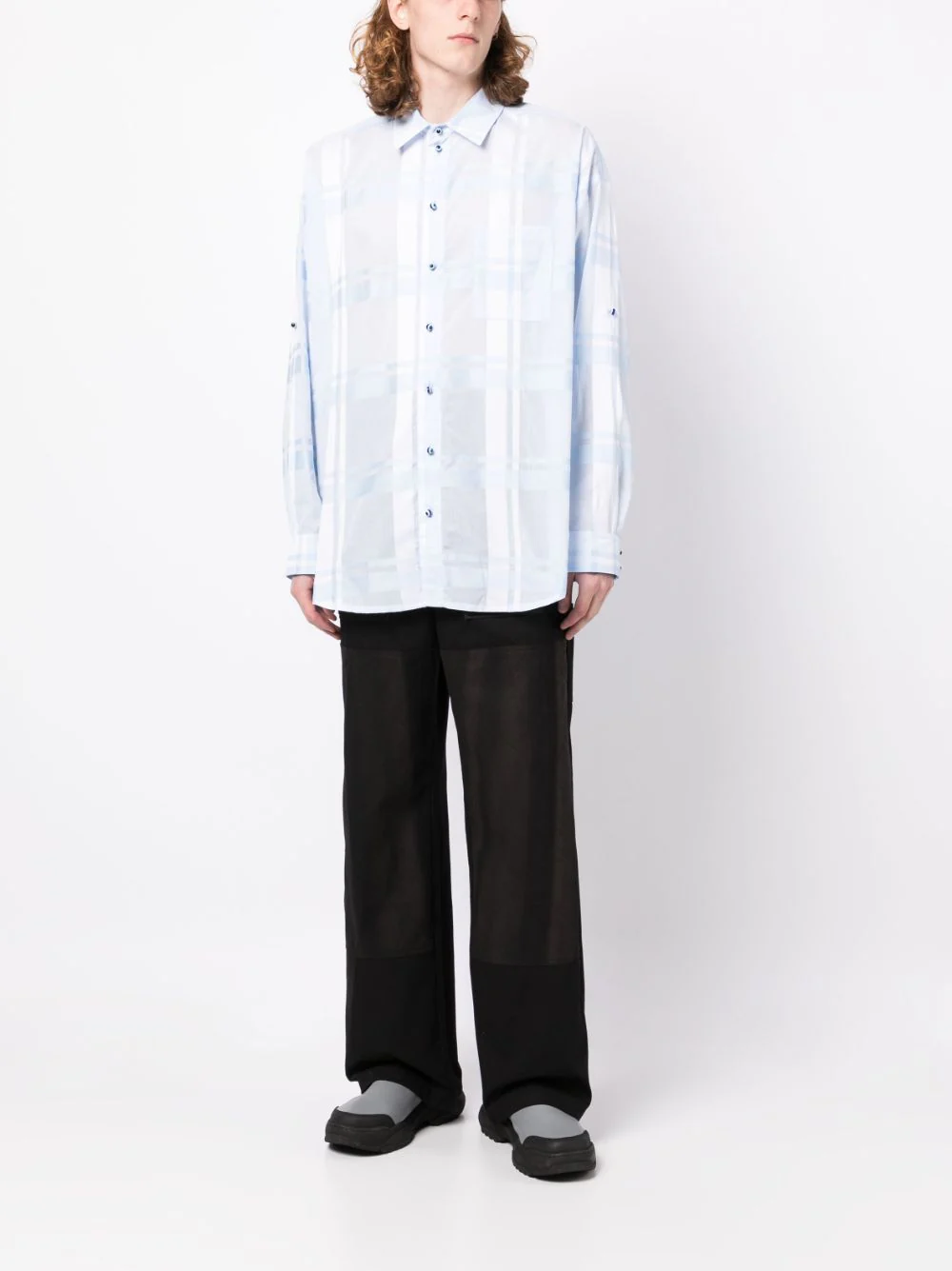 Semi-Sheer Plaid Cotton Shirt - Image 5