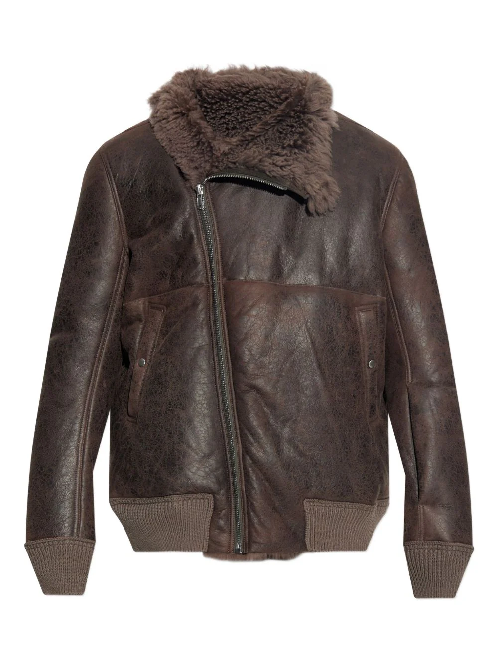 Shearling-Collared Zip-Front Jacket
