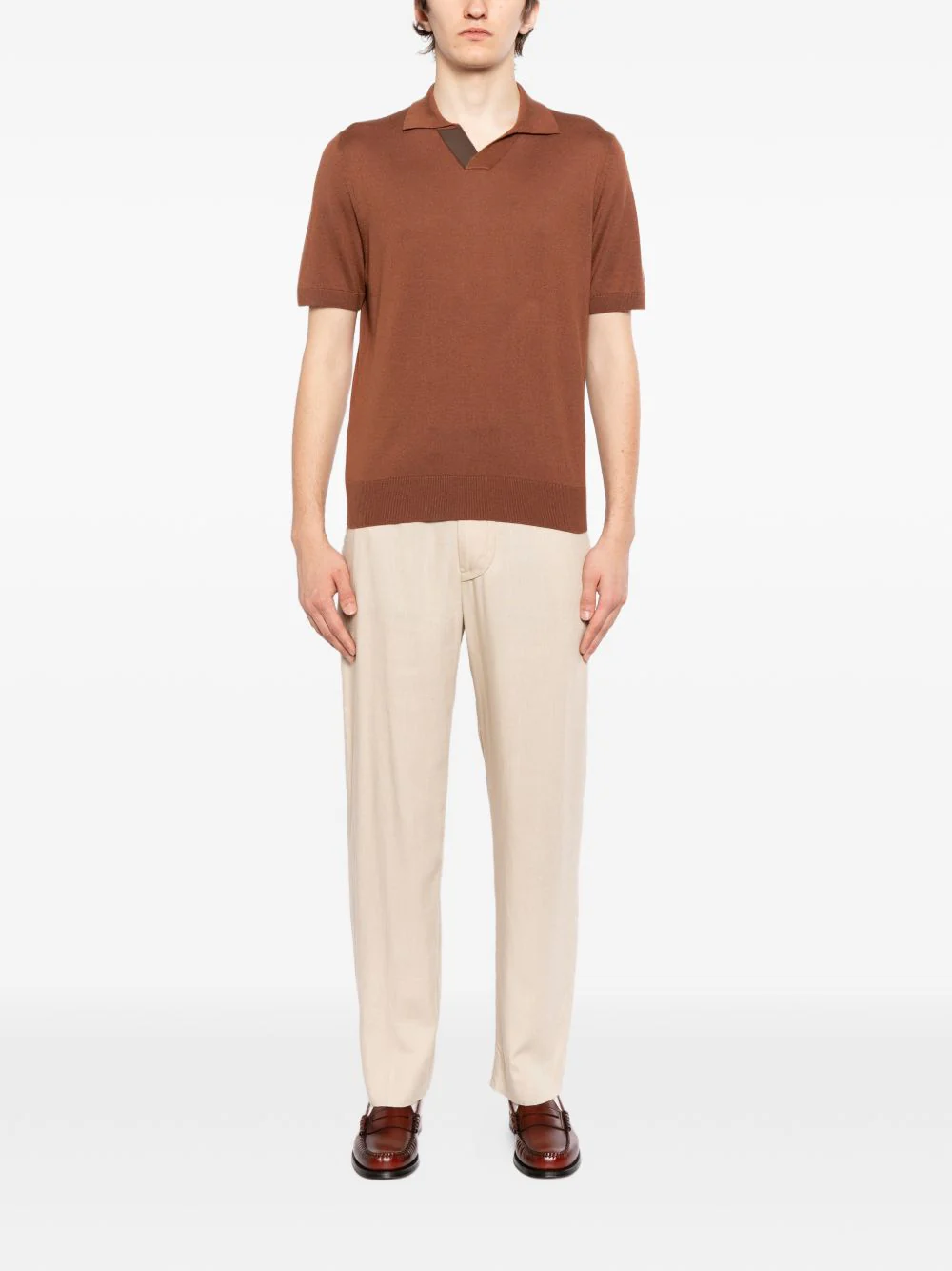 Short-Sleeve Open Collar Polo Shirt - Image 2