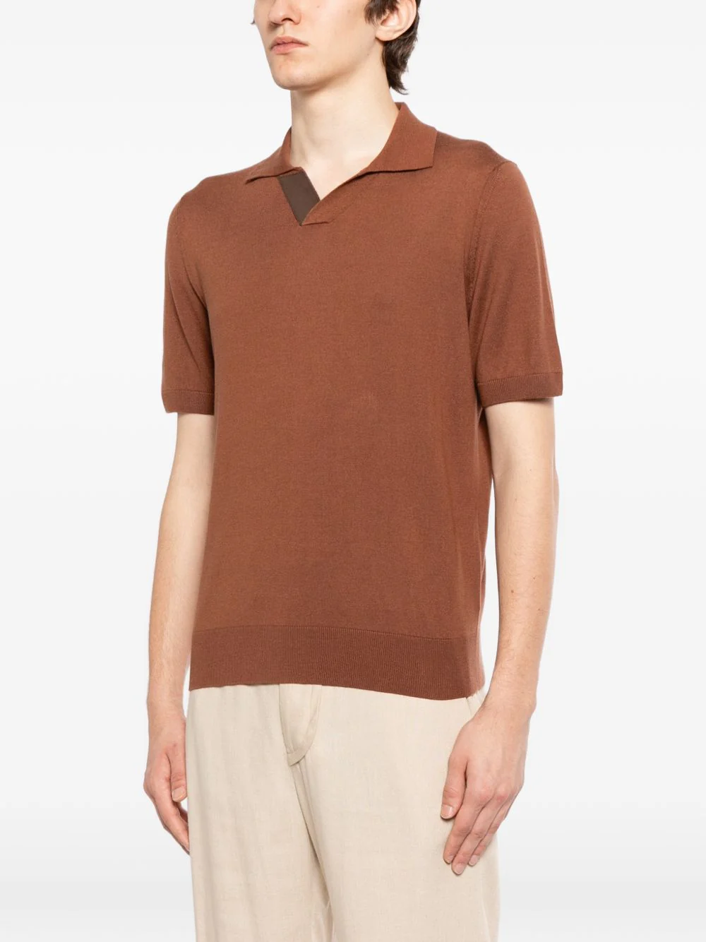 Short-Sleeve Open Collar Polo Shirt - Image 3