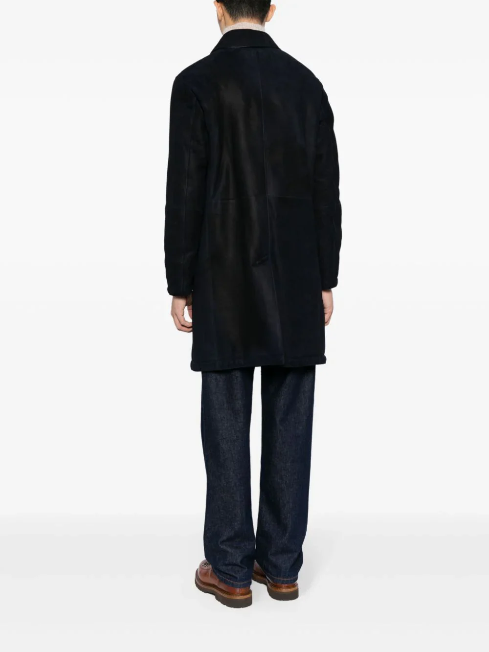 Single-Breasted Leather Coat - Image 4