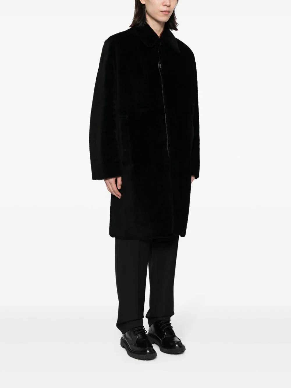 Single-Breasted Leather Coat - Image 3