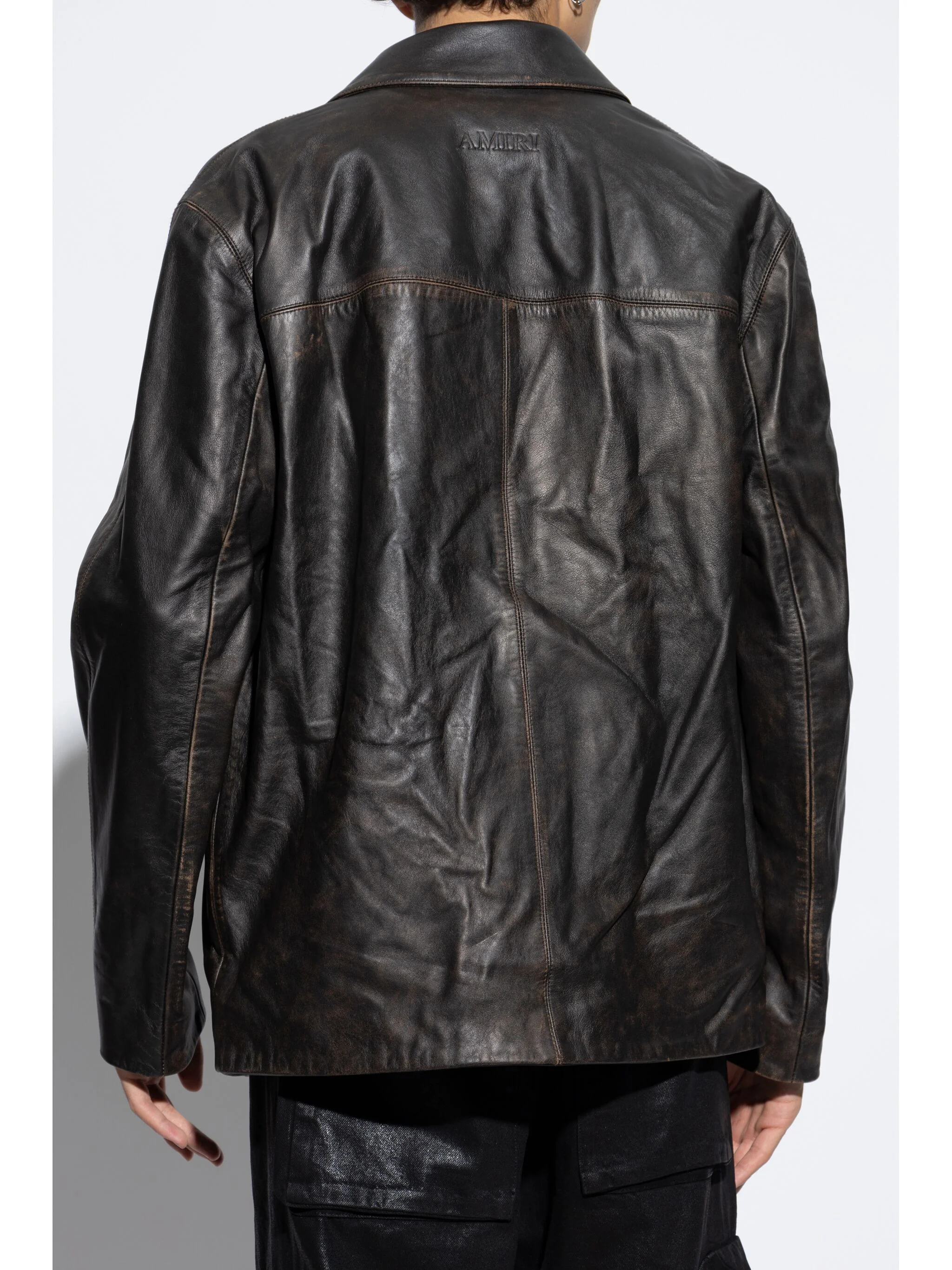 Single-Breasted Leather Jacket - Image 4