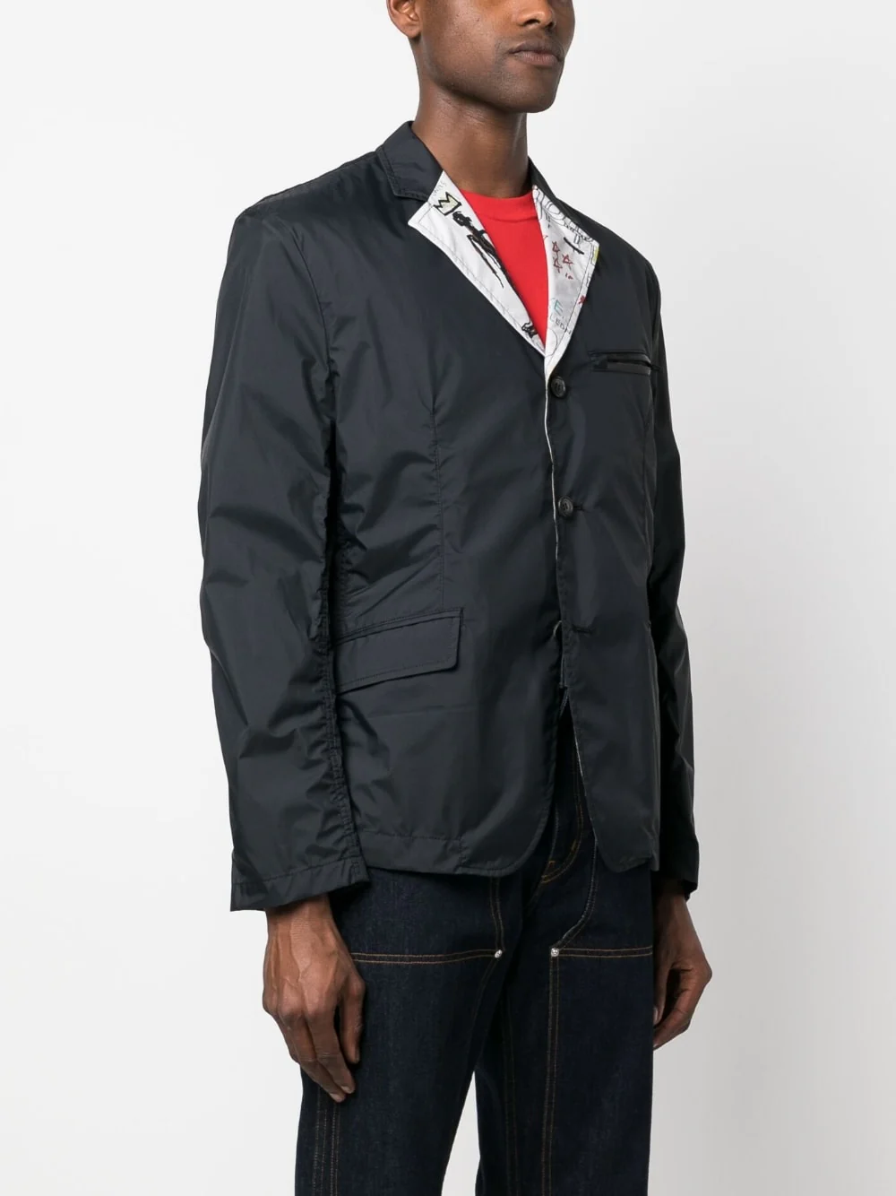 Single-Breasted Sketch-Print Blazer - Image 3