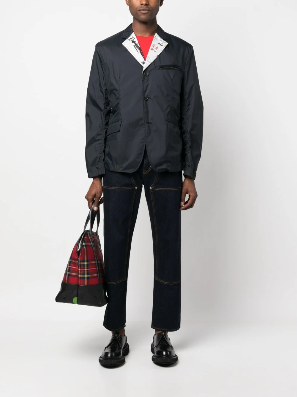 Single-Breasted Sketch-Print Blazer - Image 4