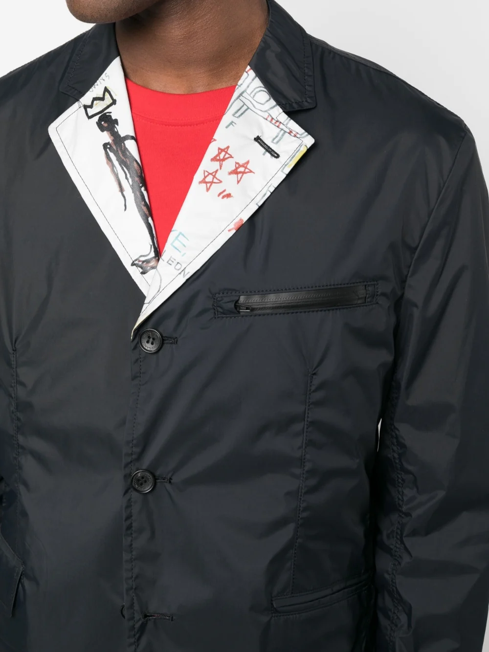 Single-Breasted Sketch-Print Blazer - Image 5