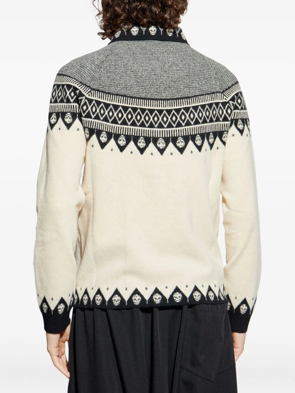 Skull-Motif Wool Cardigan - Image 3