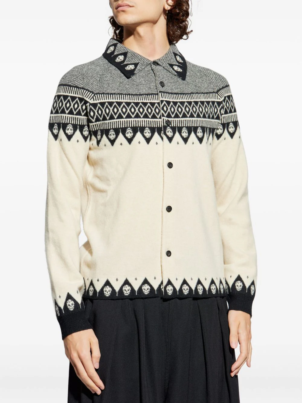 Skull-Motif Wool Cardigan - Image 4