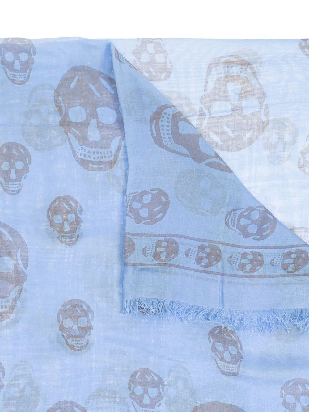 Skull-Print Fringed Scarf - Image 2