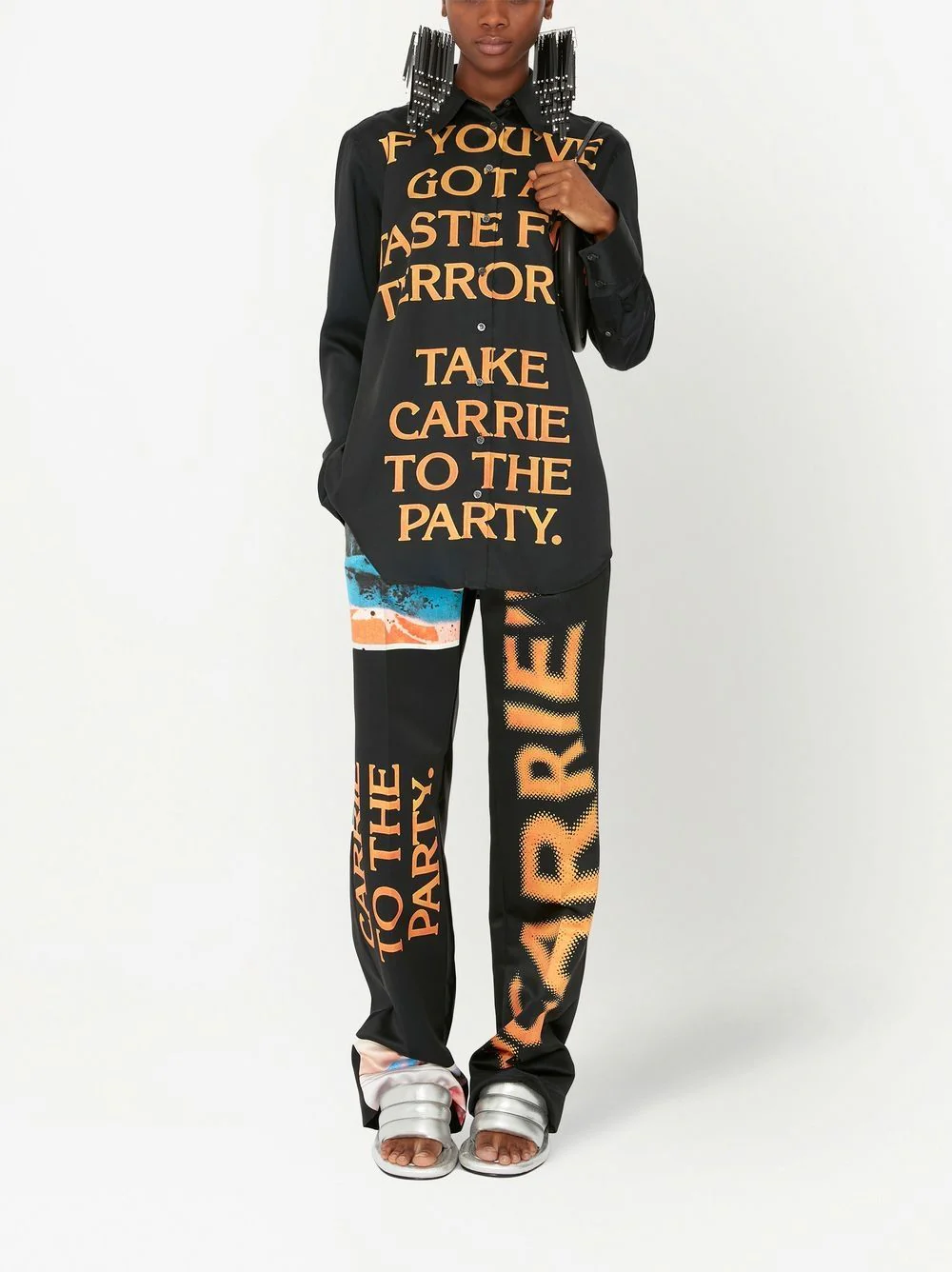Slogan-Print Cotton Shirt - Image 4