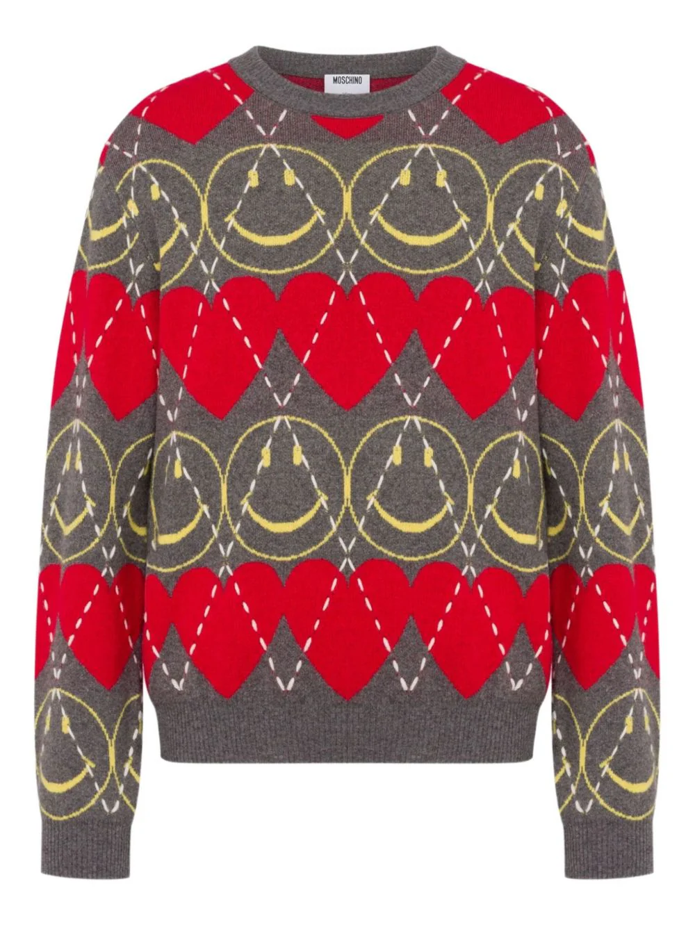 Smiley-Face Heart-Pattern Sweater