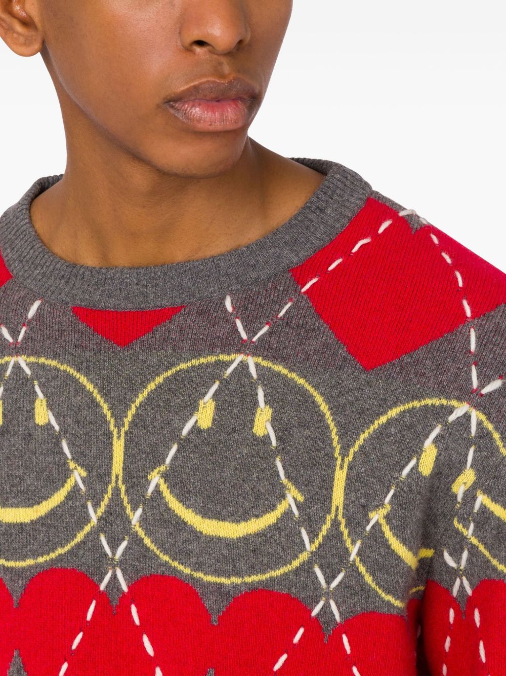 Smiley-Face Heart-Pattern Sweater - Image 4