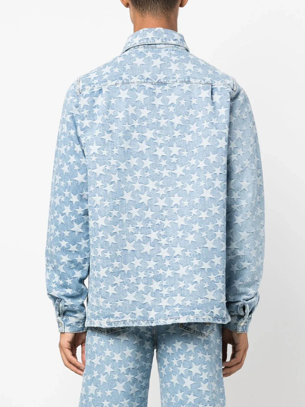 Star-Pattern Cotton Denim Shirt - Image 5