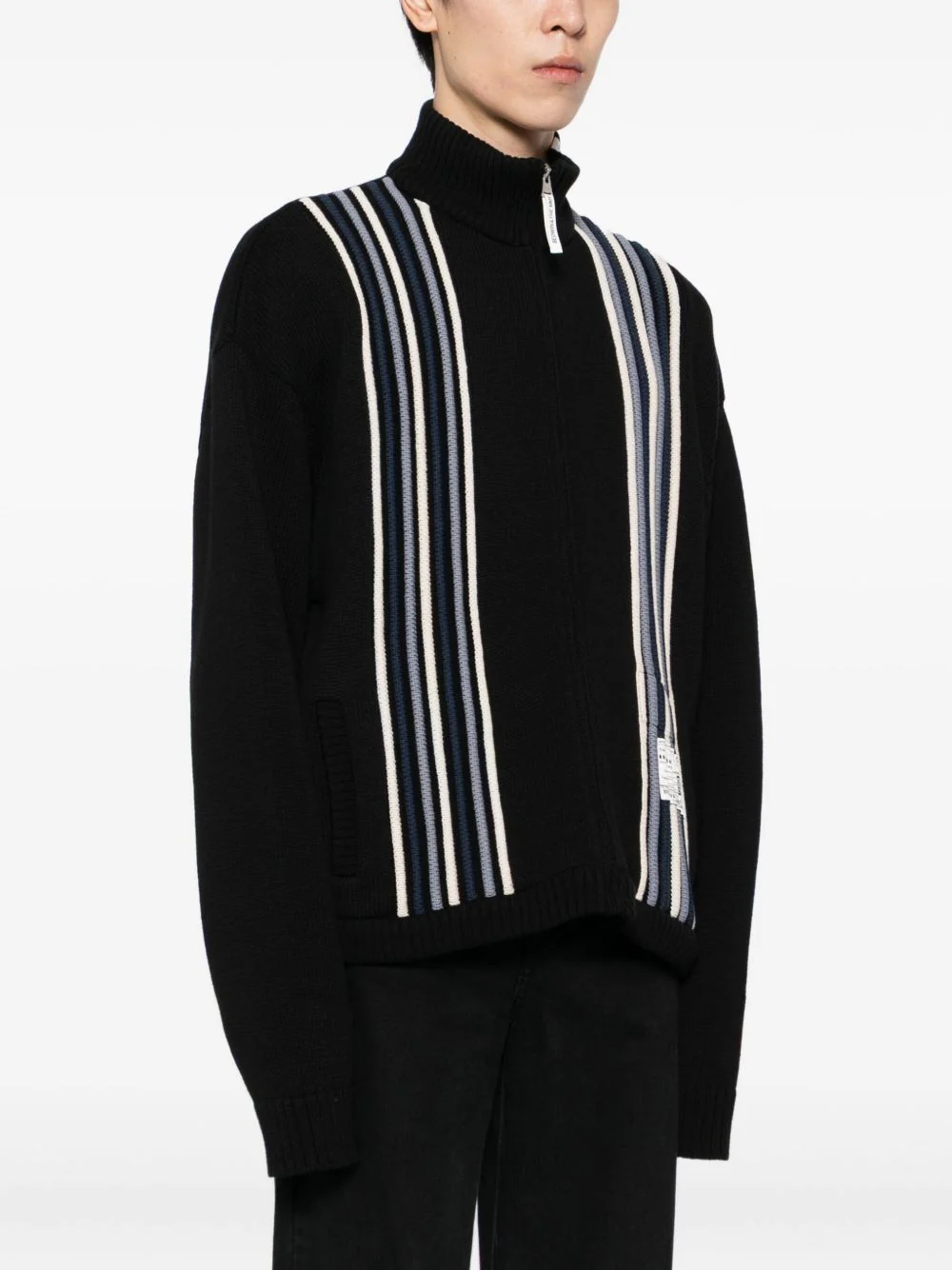 Stripe-Detail High-Neck Cardigan - Image 4