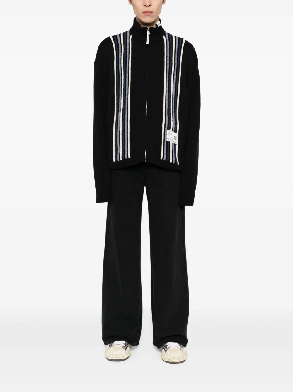 Stripe-Detail High-Neck Cardigan - Image 5