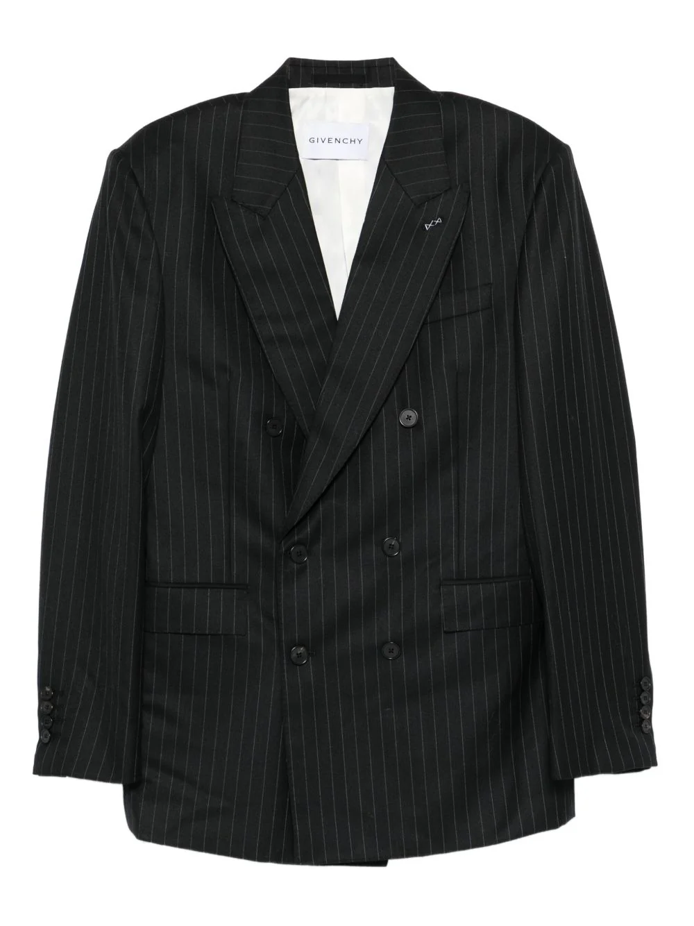 Stripe-Pattern Double-Breasted Blazer
