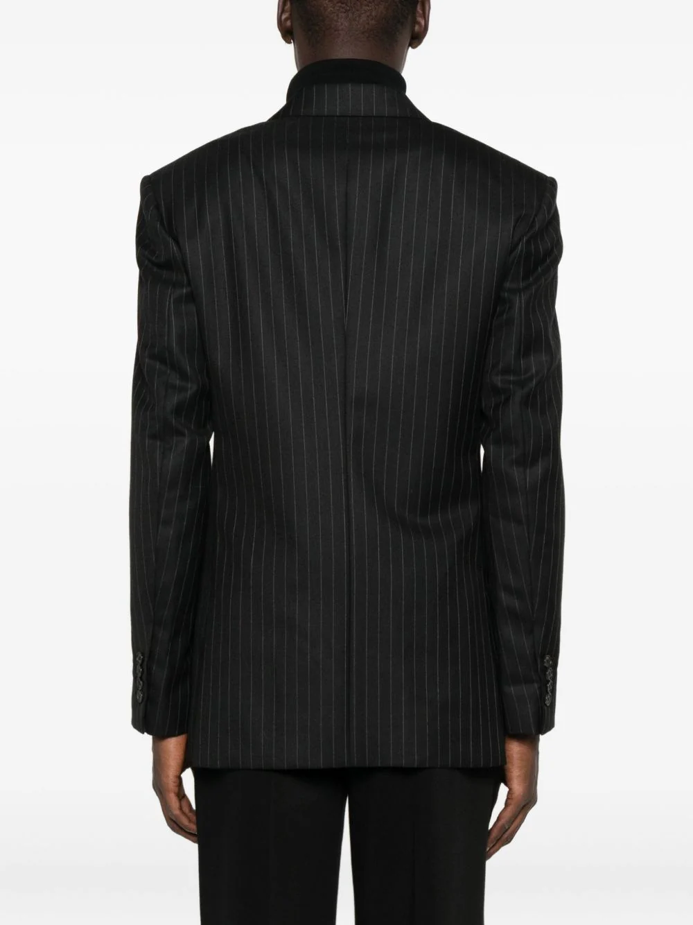 Stripe-Pattern Double-Breasted Blazer - Image 2