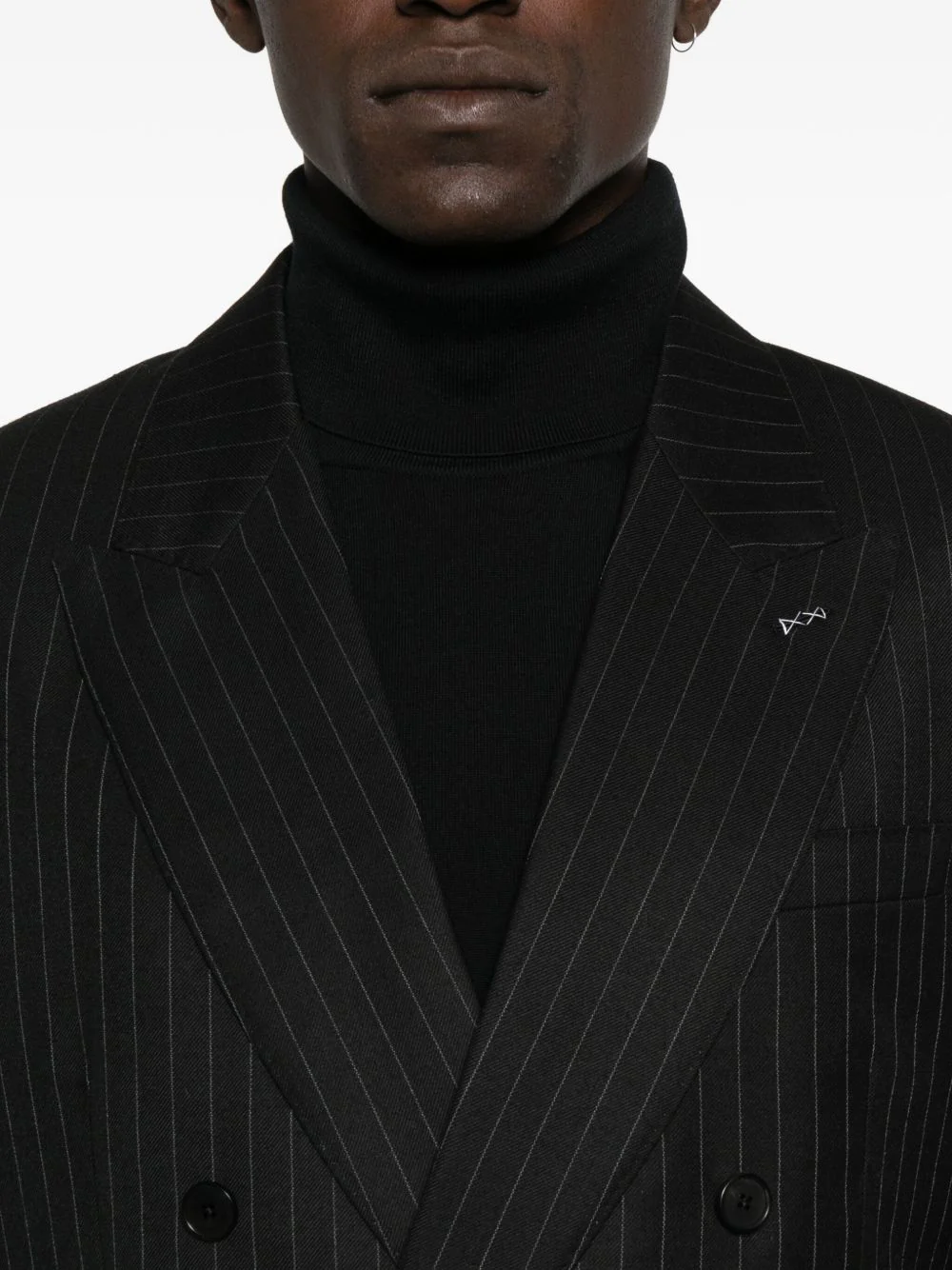 Stripe-Pattern Double-Breasted Blazer - Image 3