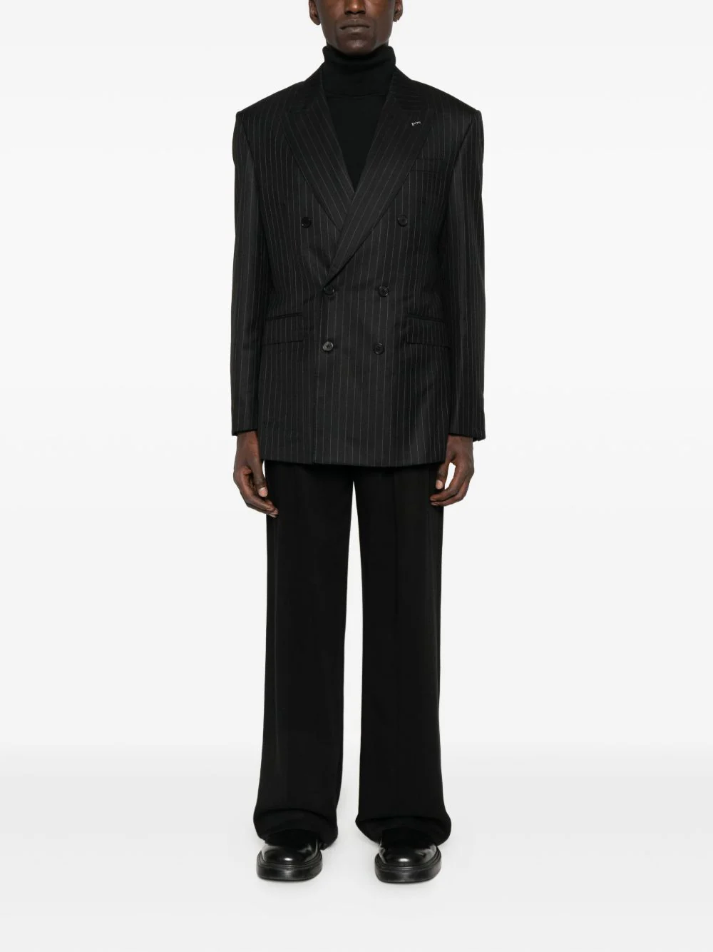 Stripe-Pattern Double-Breasted Blazer - Image 5