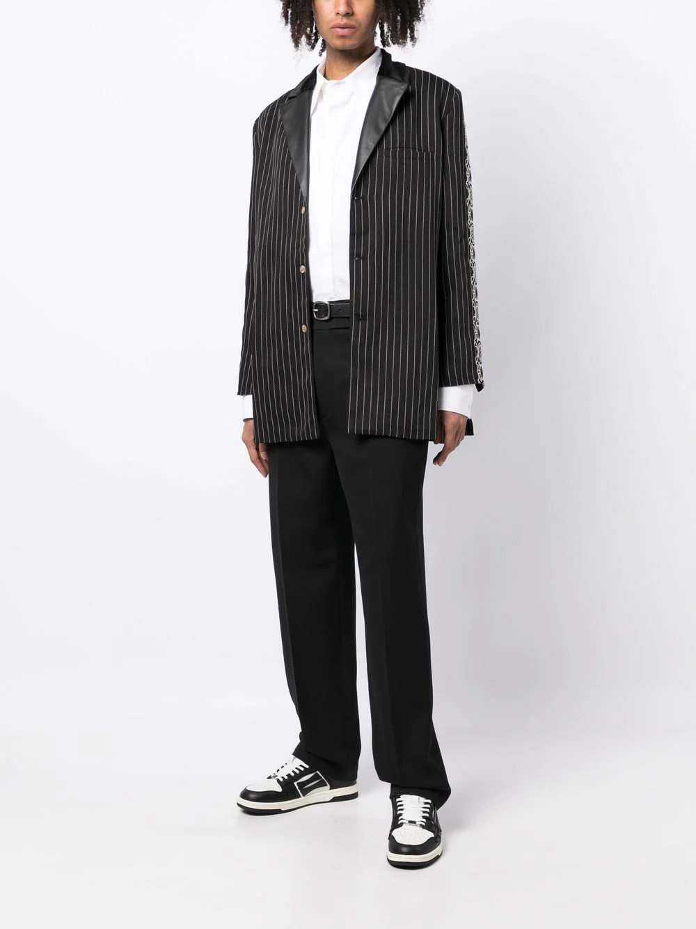 Stripe-Print Single-Breasted Blazer - Image 3