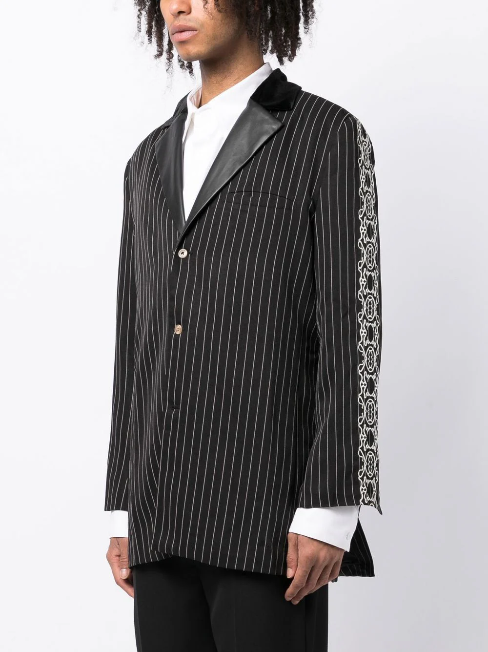 Stripe-Print Single-Breasted Blazer - Image 5