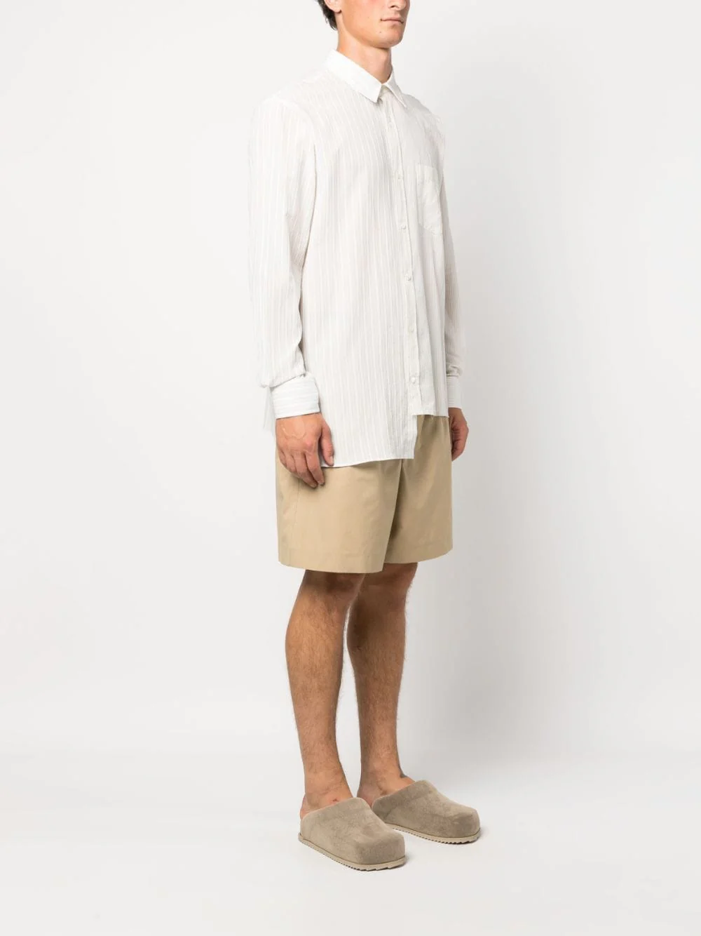 Striped Asymmetric-Hem Shirt - Image 2