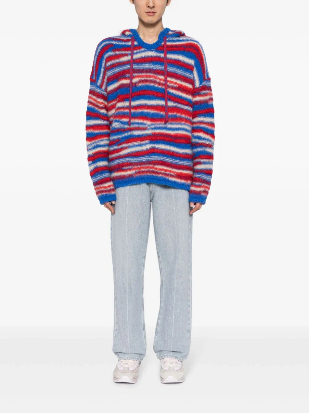Striped Intarsia-Knit Hoodie - Image 2