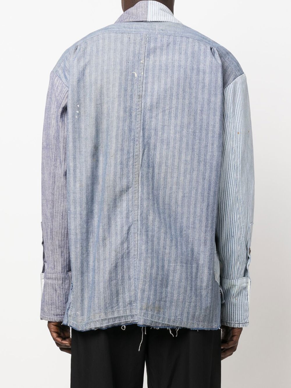Striped Patchwork Cotton Shirt - Image 2