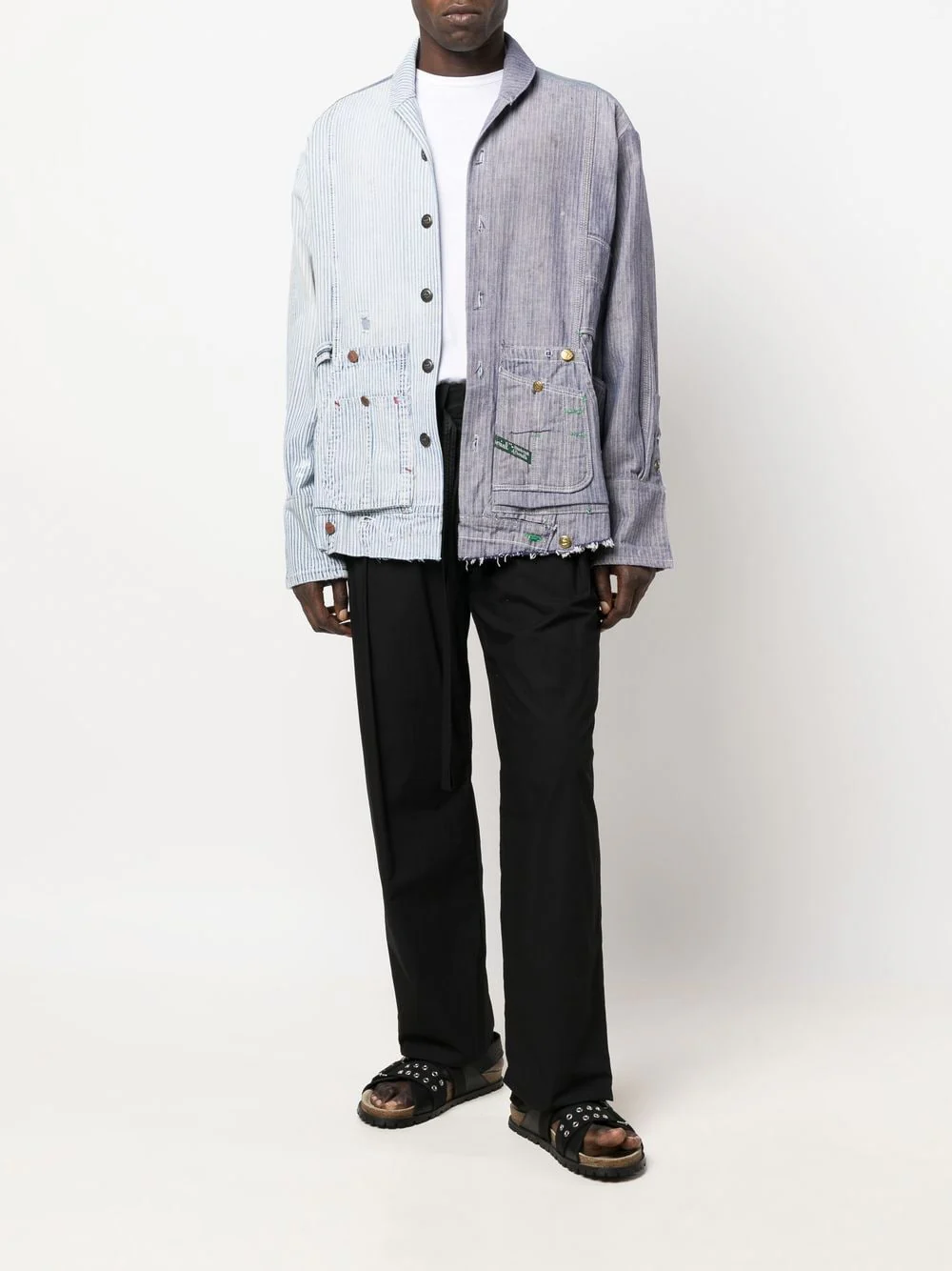 Striped Patchwork Cotton Shirt - Image 3