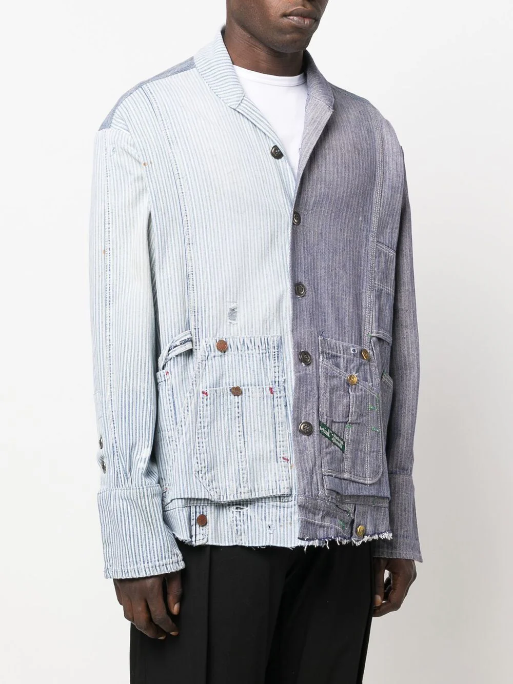 Striped Patchwork Cotton Shirt - Image 4