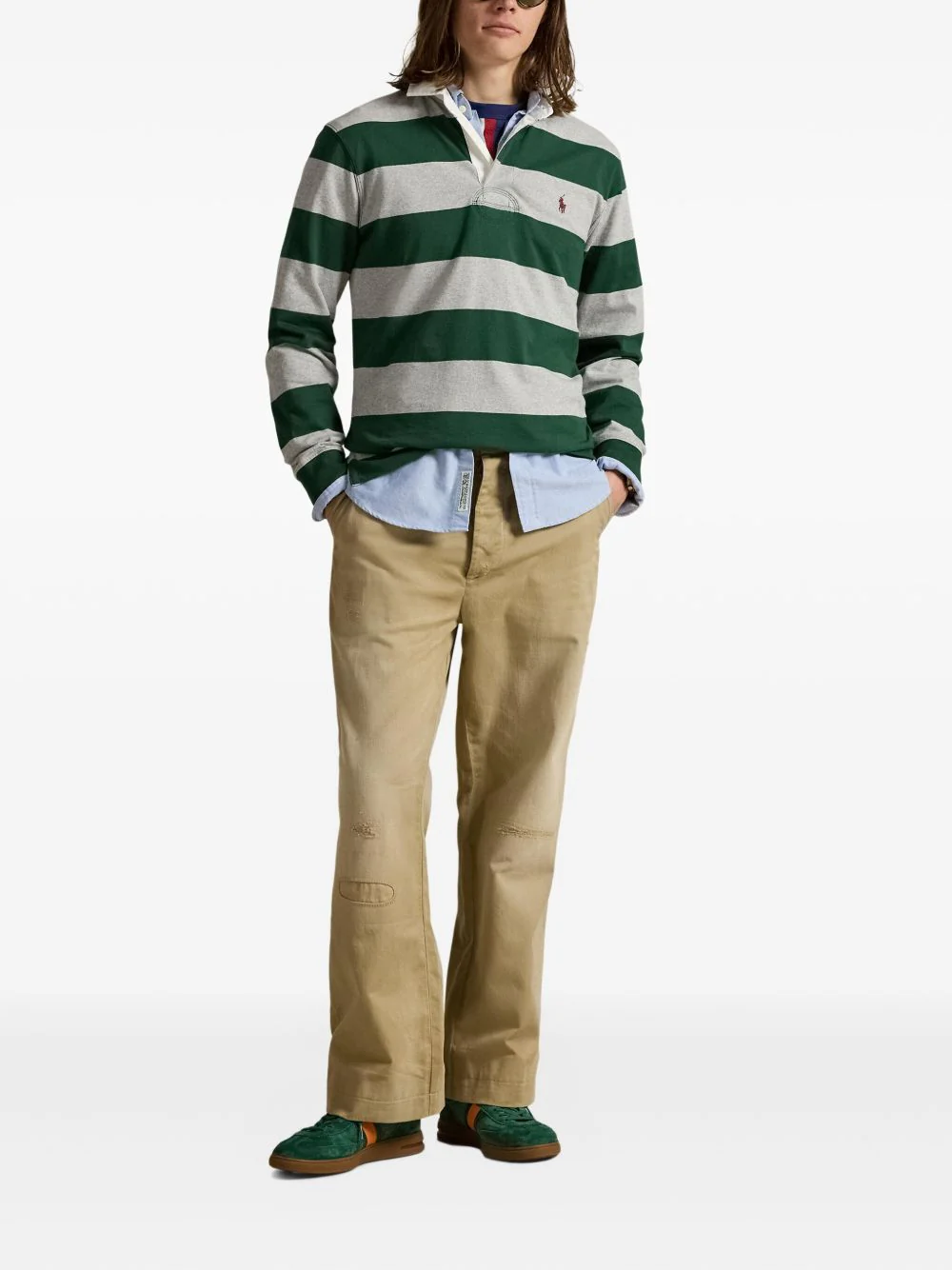 Striped-Pattern Long-Sleeve Polo Shirt - Image 3