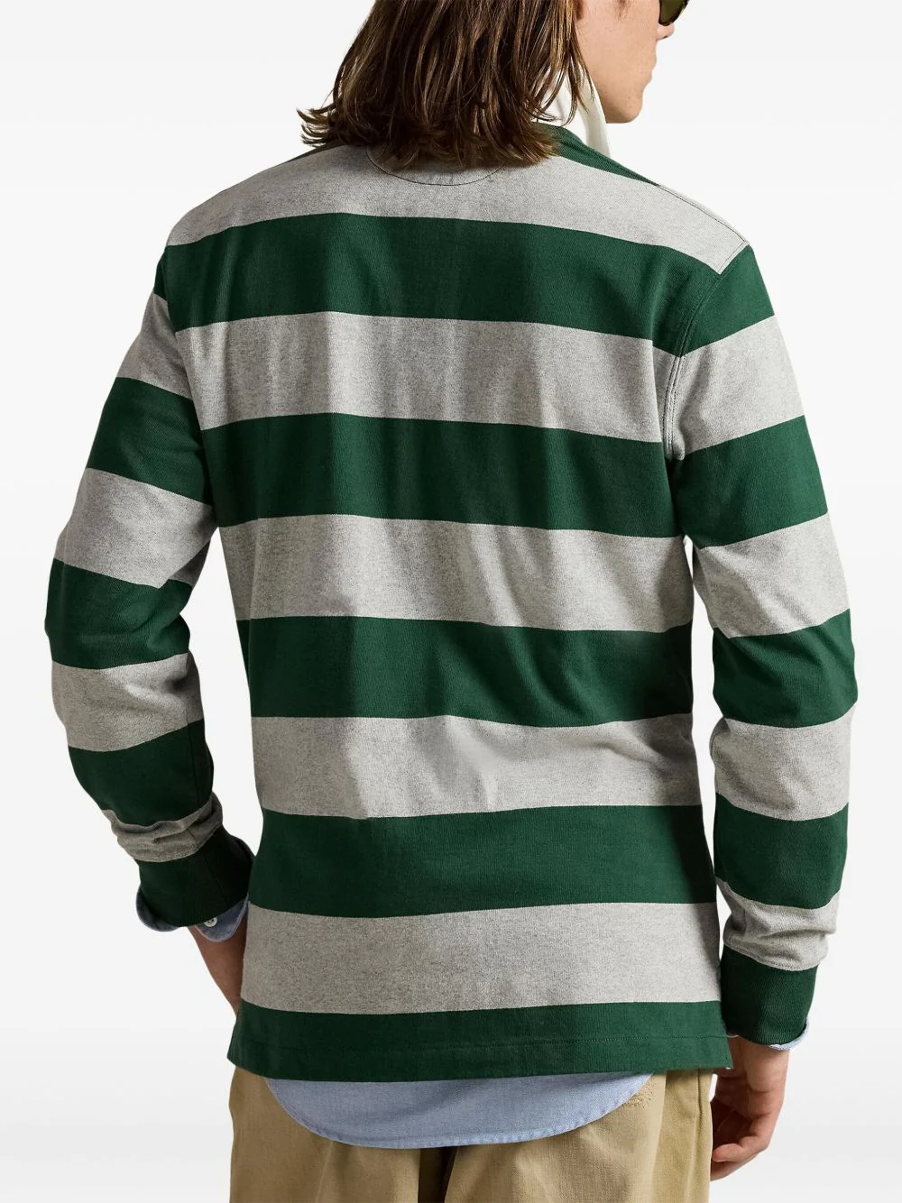 Striped-Pattern Long-Sleeve Polo Shirt - Image 4