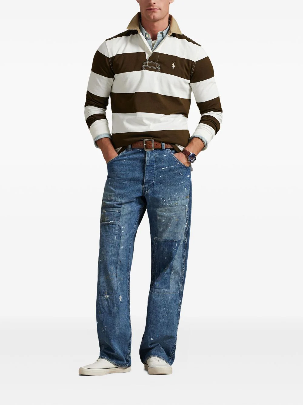 Striped-Pattern Polo Shirt - Image 2