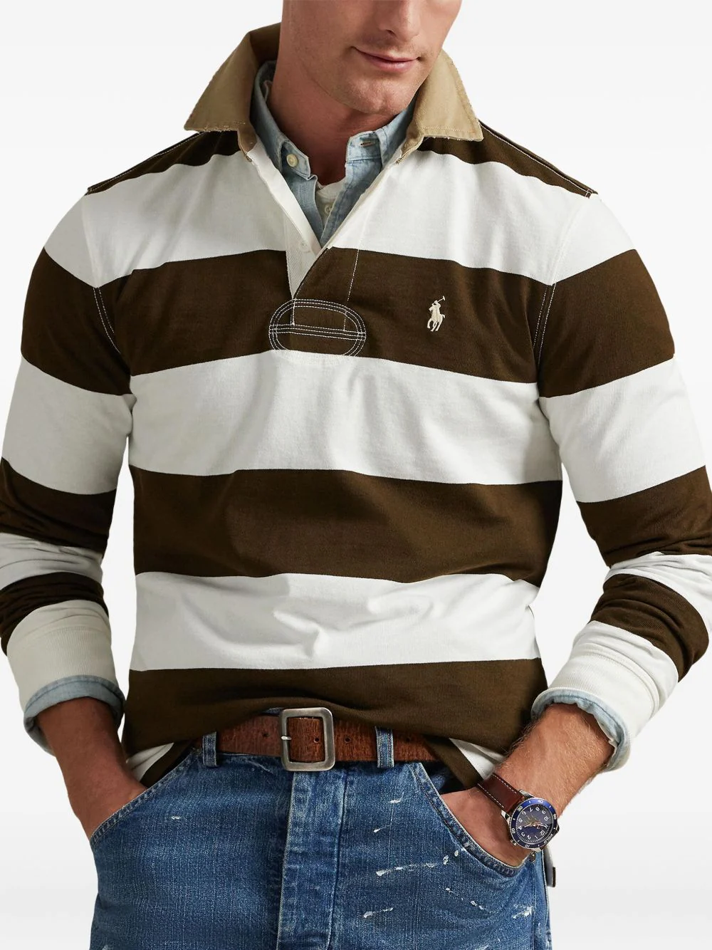 Striped-Pattern Polo Shirt - Image 3