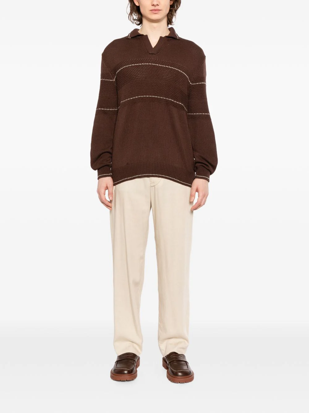 Striped V-Neck Jumper - Image 4