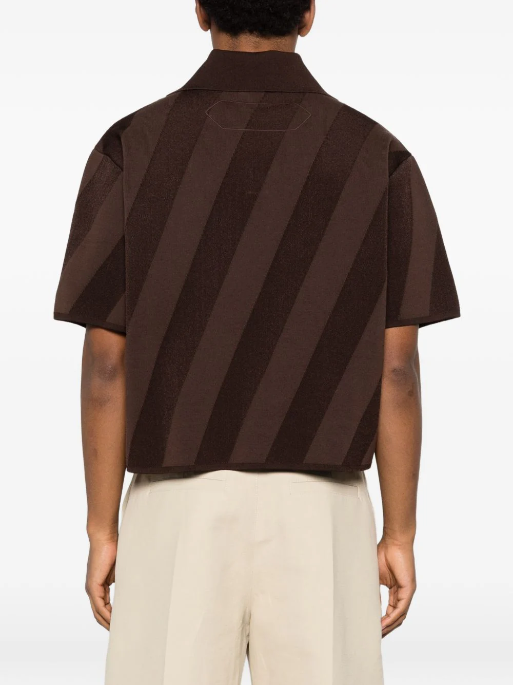 Stripped V-Neck Polo Shirt - Image 3