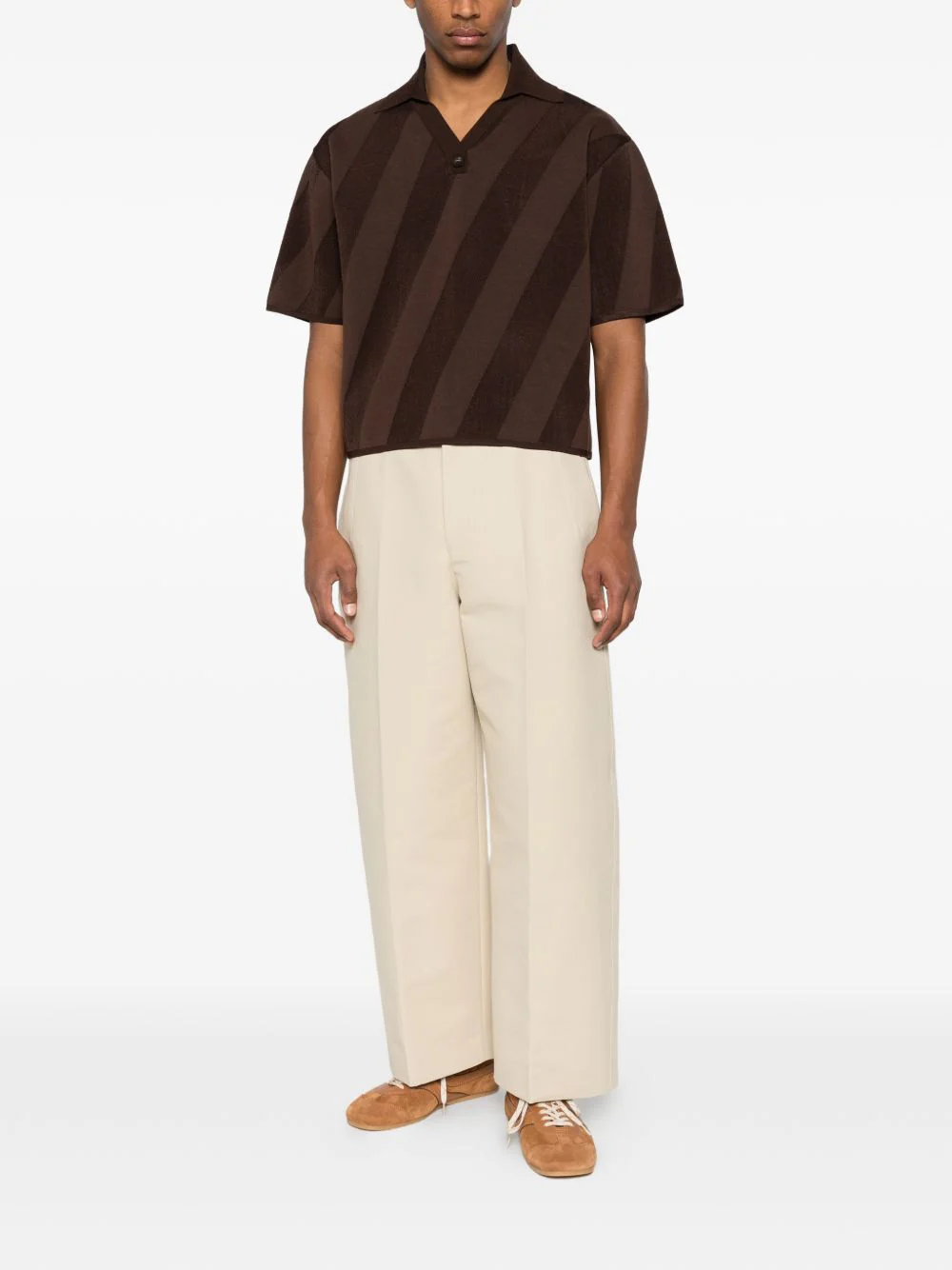 Stripped V-Neck Polo Shirt - Image 4