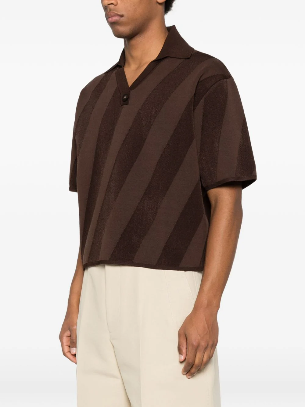Stripped V-Neck Polo Shirt - Image 5