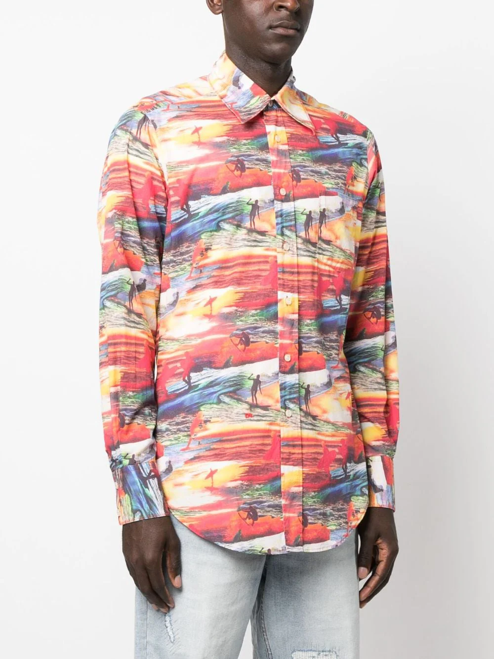 Sunset-Print Cotton Shirt - Image 2