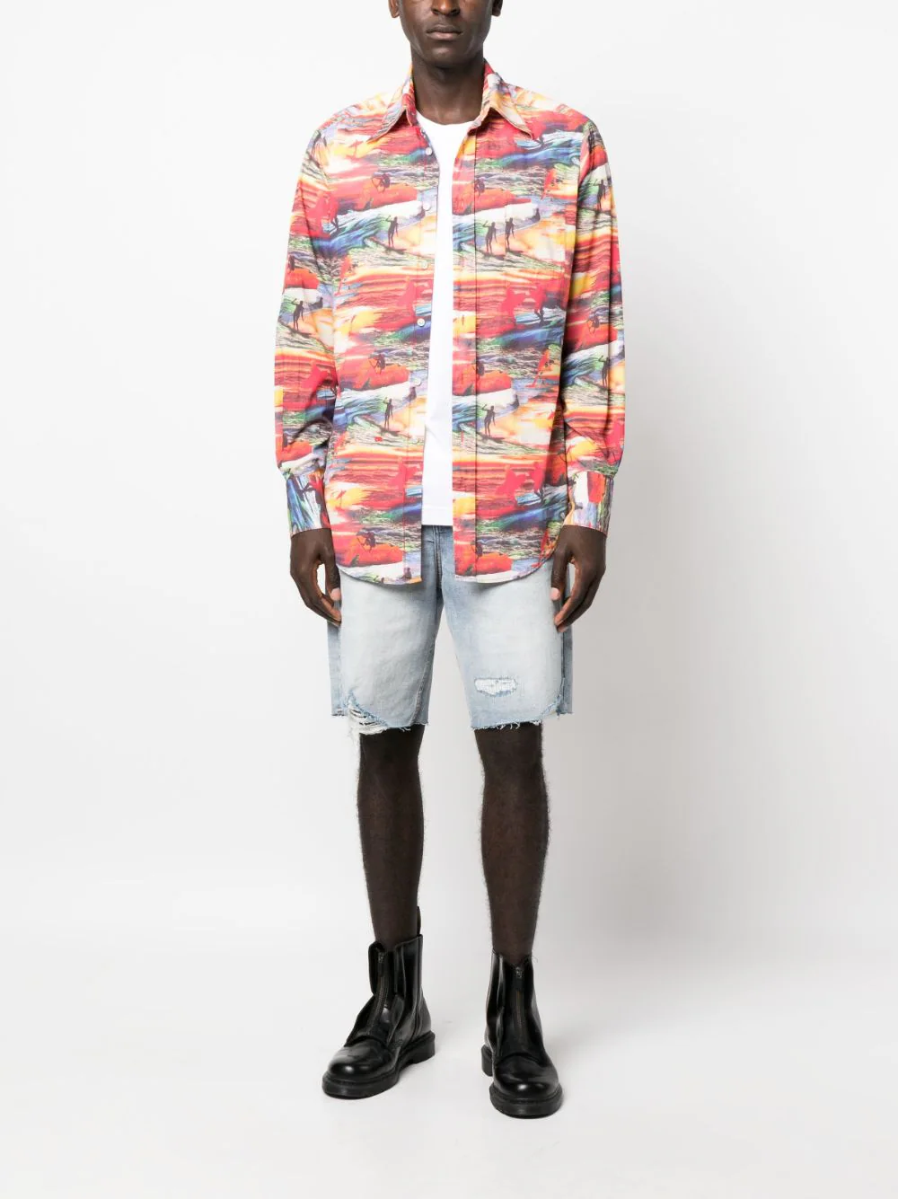 Sunset-Print Cotton Shirt - Image 5