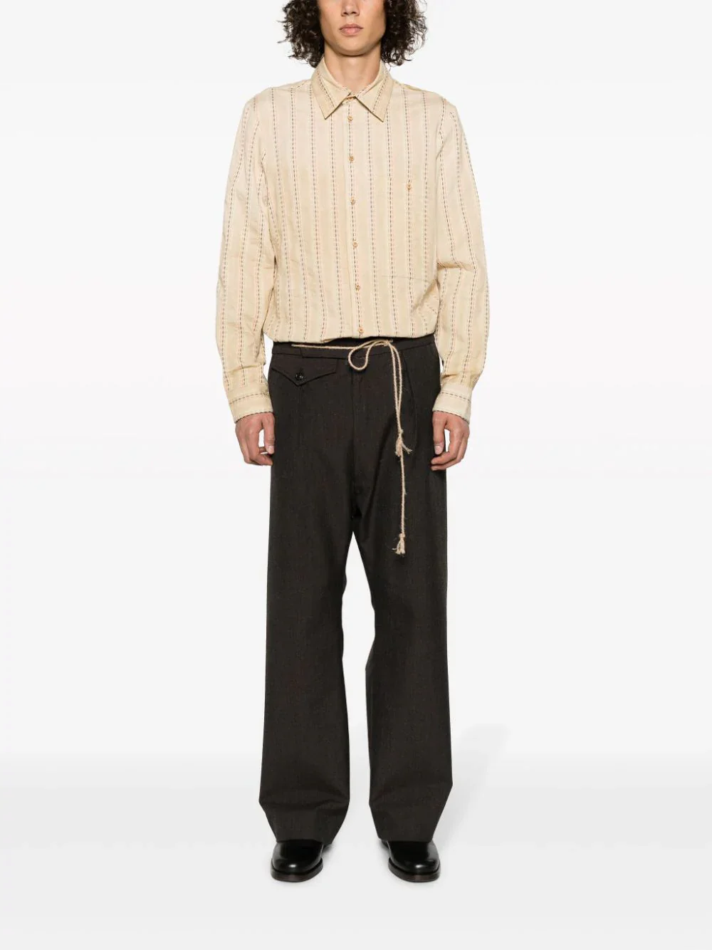 Tab Striped Cotton Shirt - Image 2