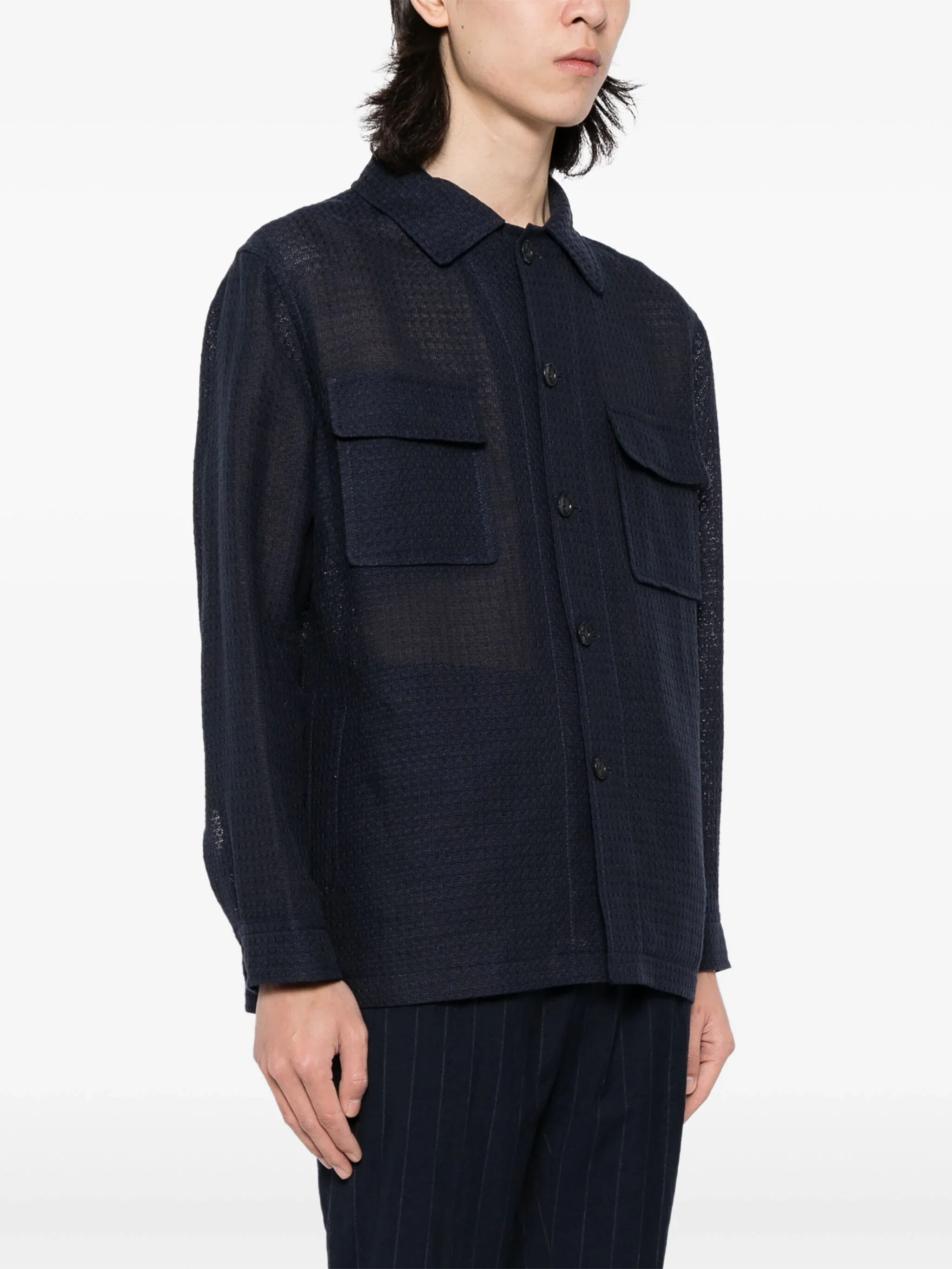 Textured-Finish Button-Down Jacket - Image 3