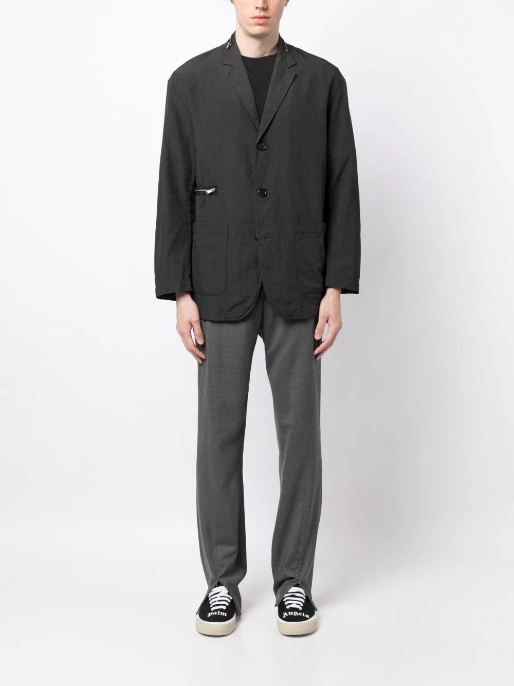 Textured Single-Breasted Blazer - Image 2