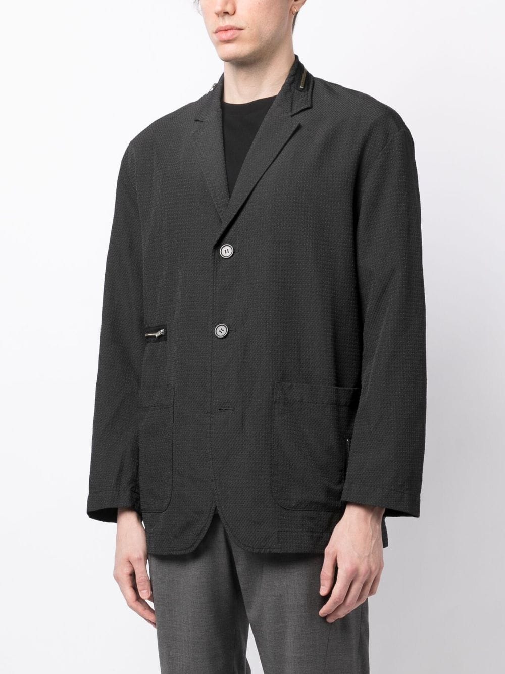 Textured Single-Breasted Blazer - Image 4